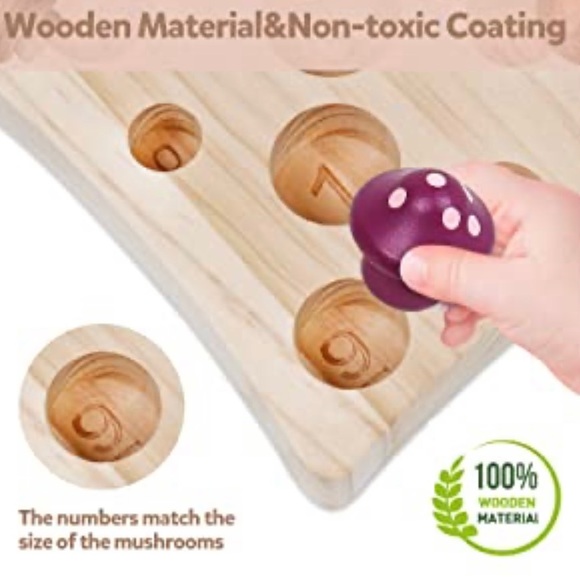Montessori Wooden Mushroom Counting Toy - Picture 4 of 4